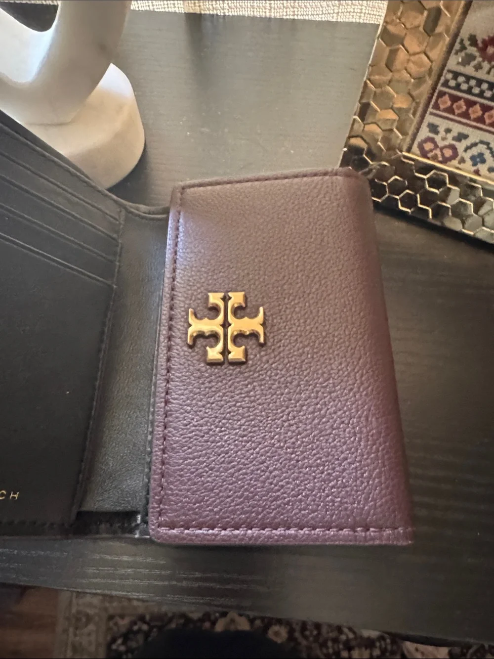 Tory Burch Two-Tone Pebbled Leather Flap Crossbody in Dark Brown and Beige
